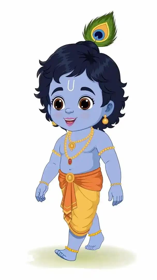 2d Animated bal krishna god character walk cycle vector
