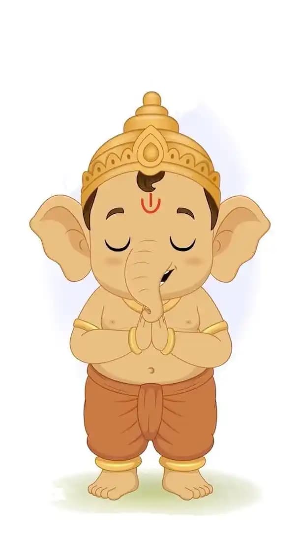 Ganesh ji vector animated character doing pranam cartoon pose