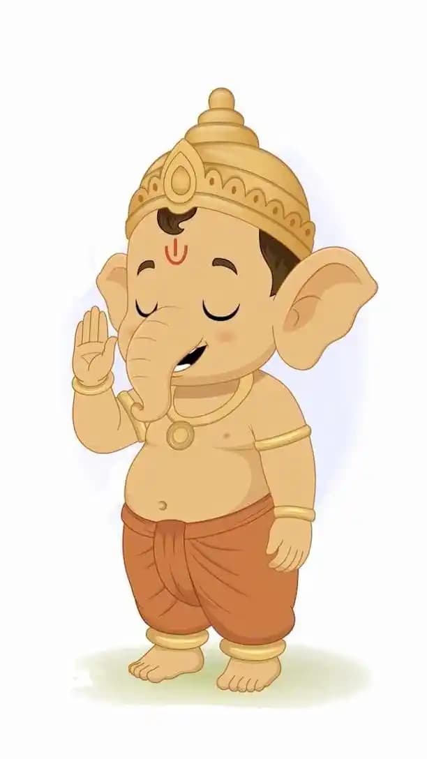 Cartoon ganesh god character hindu god giving blessings animated pose
