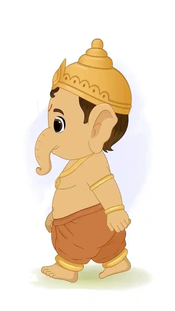 Bhagwan cartoon ganesh ji vector animated character side walking