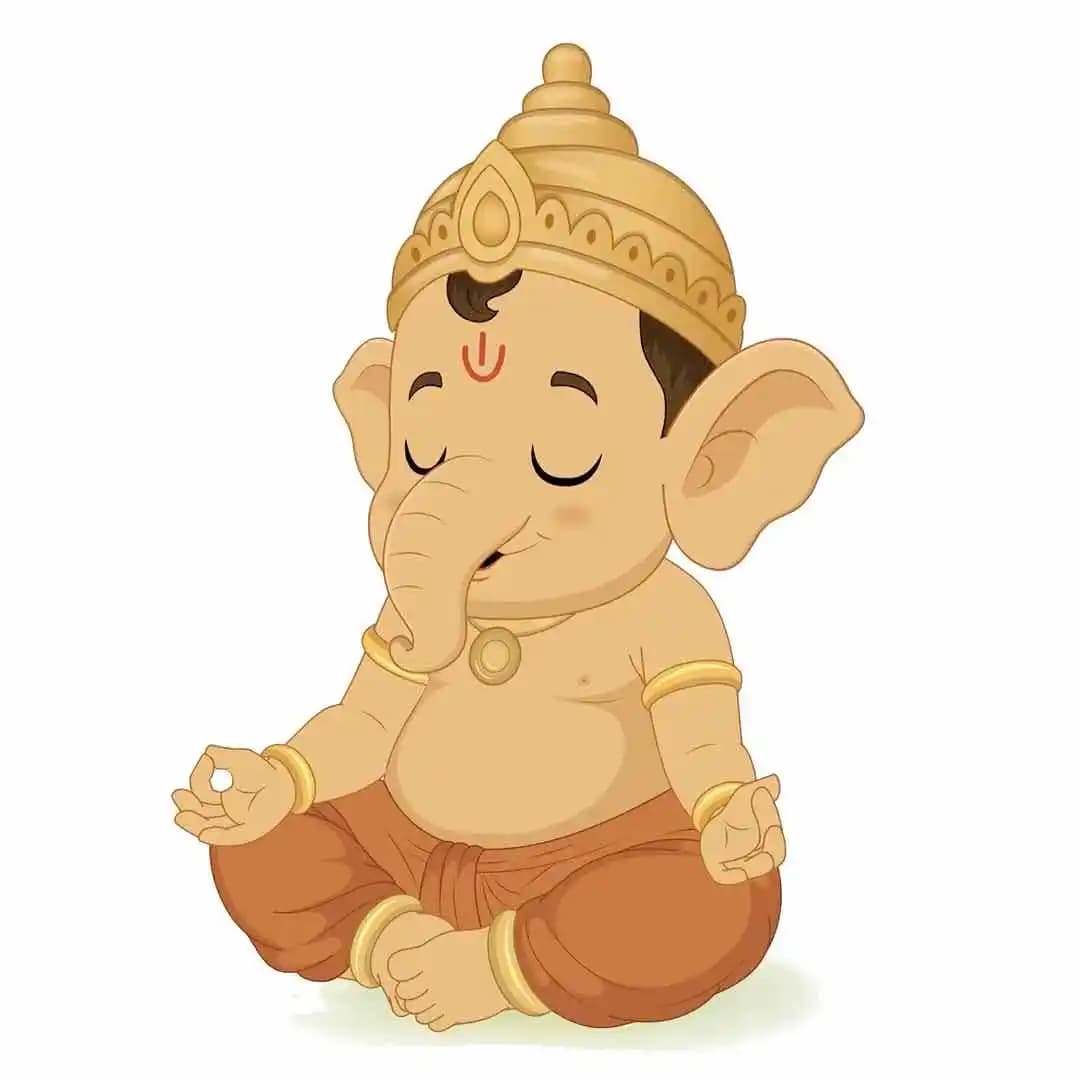 2d Cartoon lord ganesh vector doing tapasya & meditation animated character