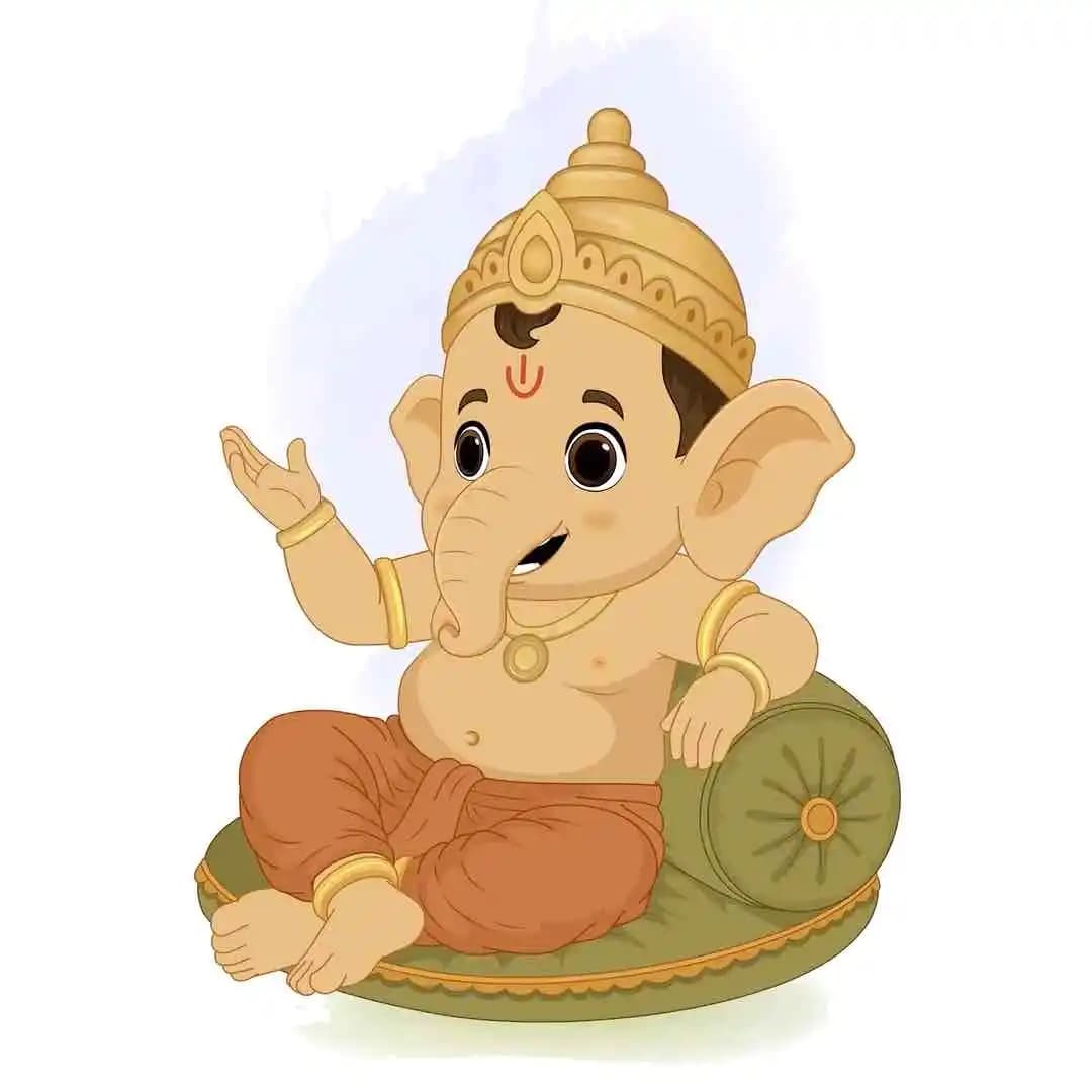 Cartoon ganesh indian god animated character talking while sitting