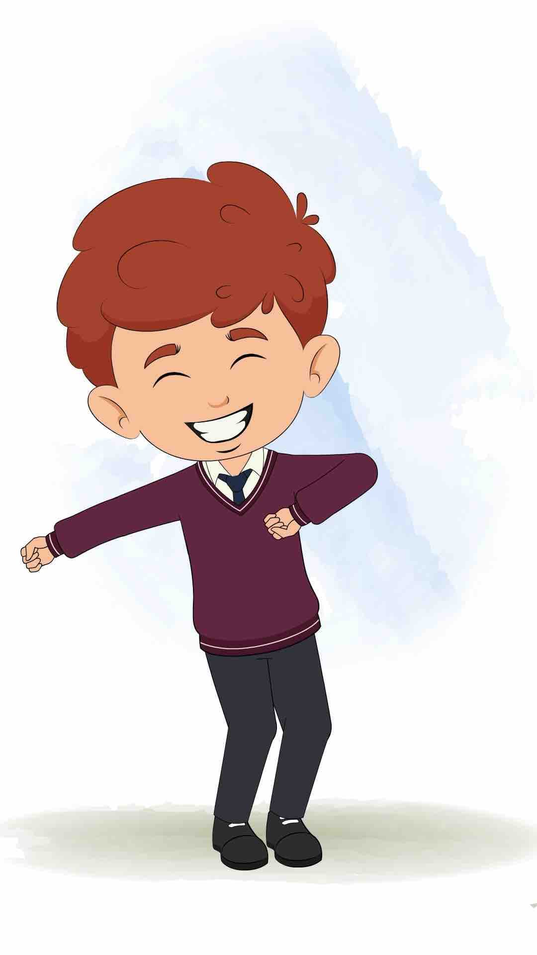 A red hair boy dancing animated cartoon character aka sunny