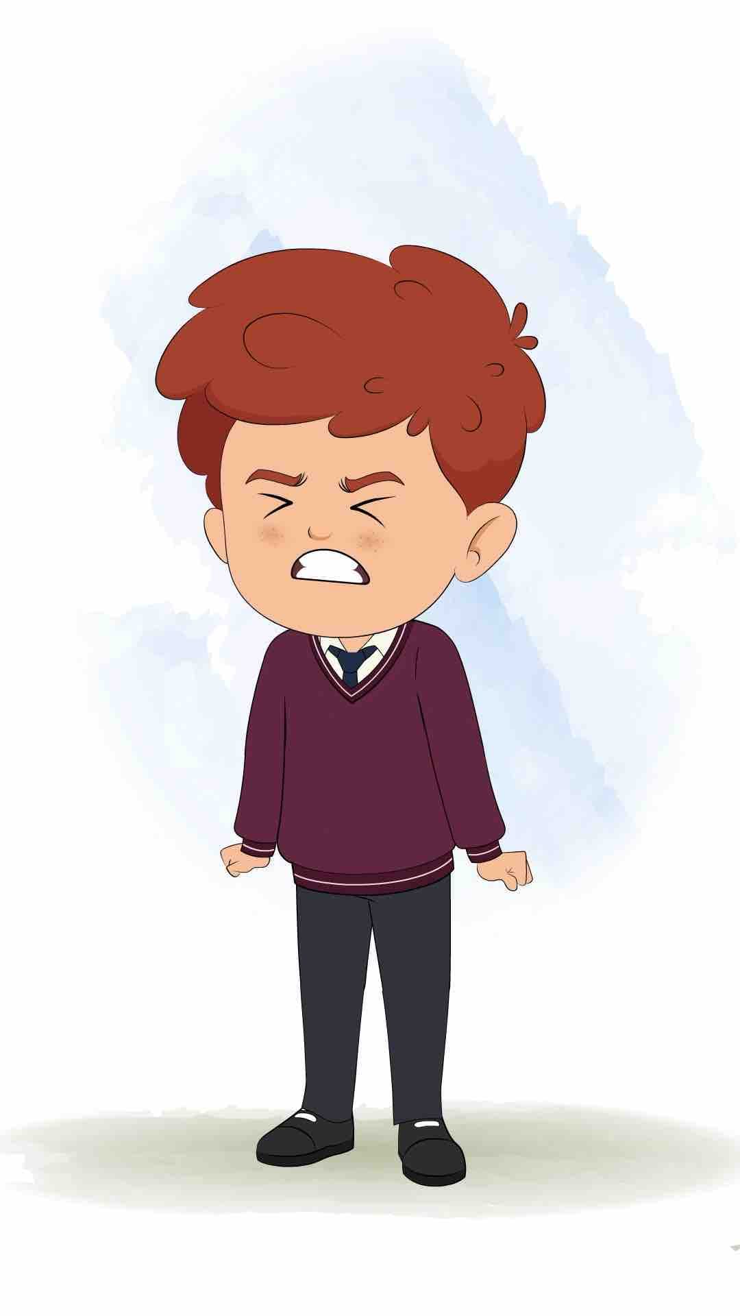 An angry red hair boy animated cartoon character aka sunny 3/4
