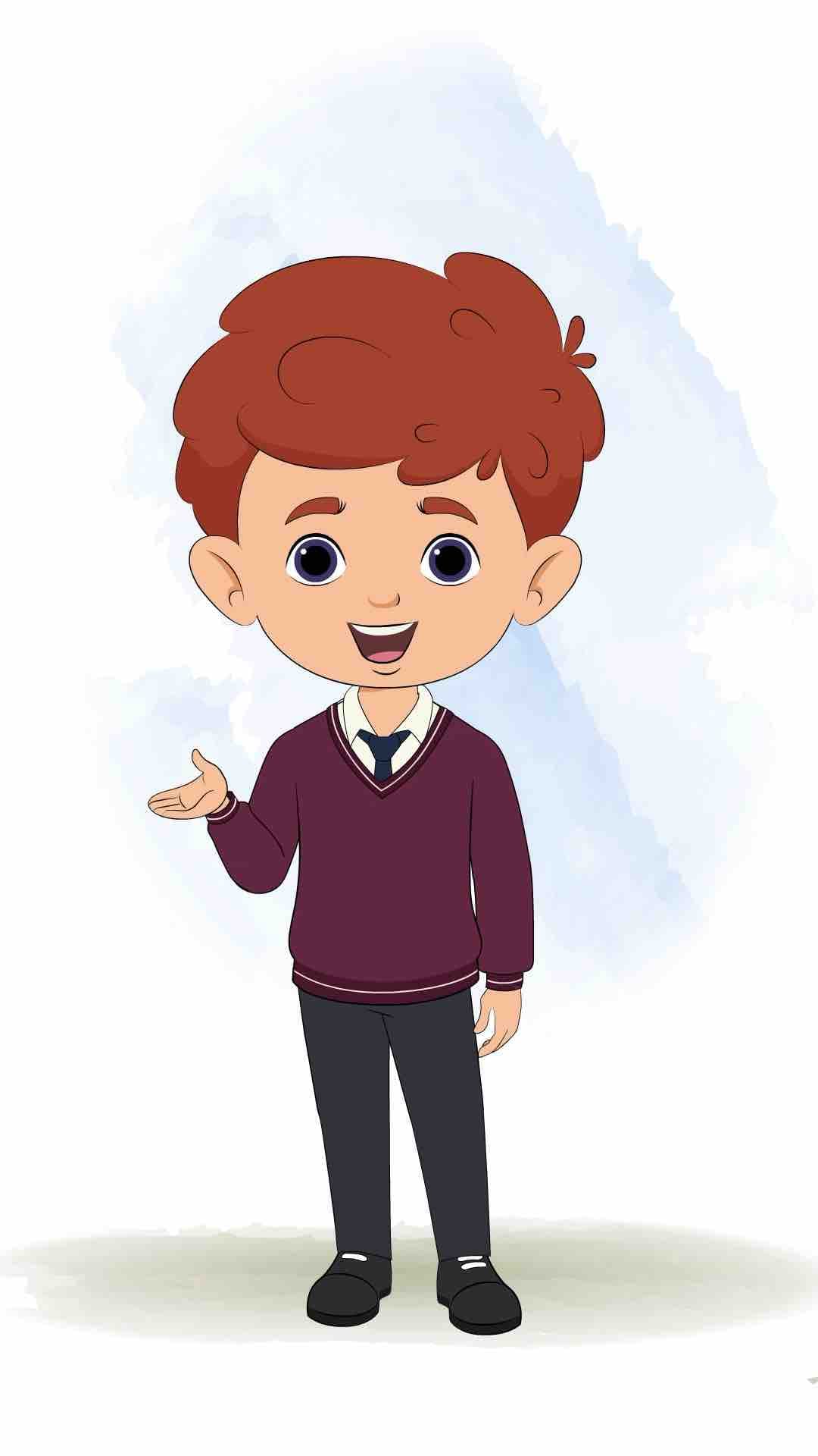 A red hair boy talking animated cartoon character aka sunny