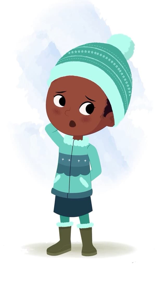 A cute confused African girl animated cartoon character aka kaya 3/4