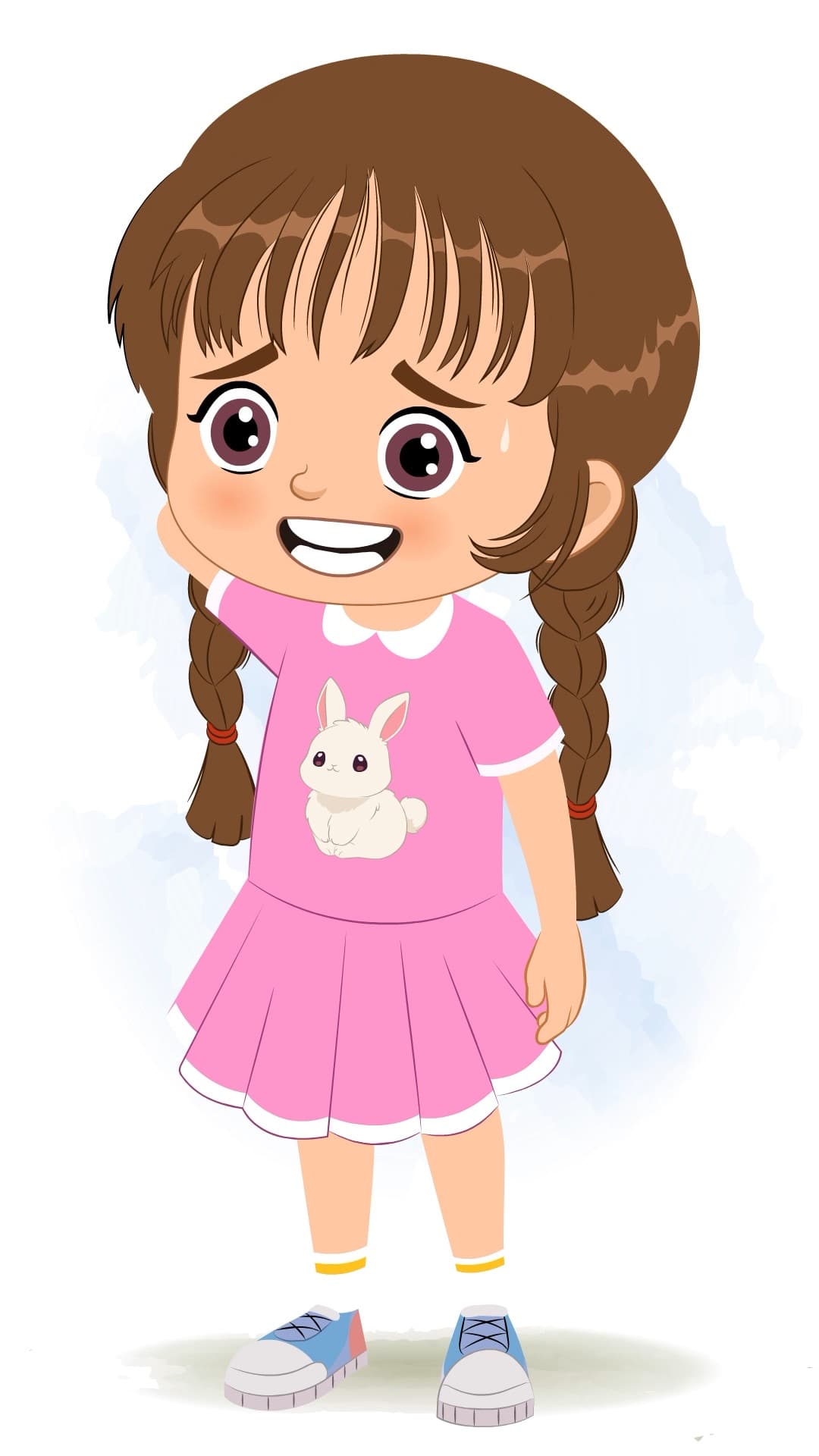 A nervous Cute girl animated cartoon character aka tannu 3/4