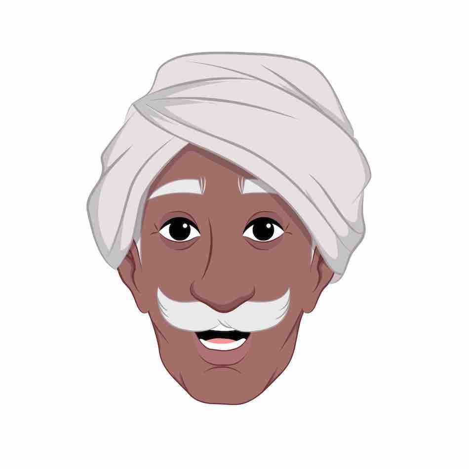 An old Indian village man face expression animated vector cartoon character AKA Ram Prasad