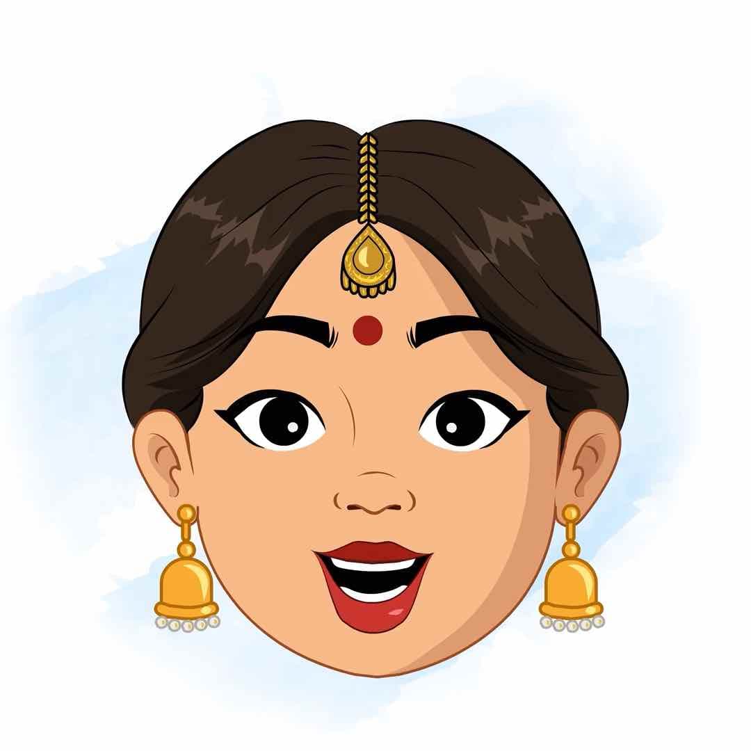 A fat Indian woman animated face expression vector cartoon character AKA Anuradha
