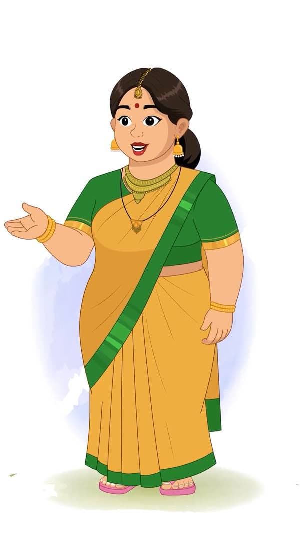 An Indian woman talking animated vector cartoon character AKA Anuradha