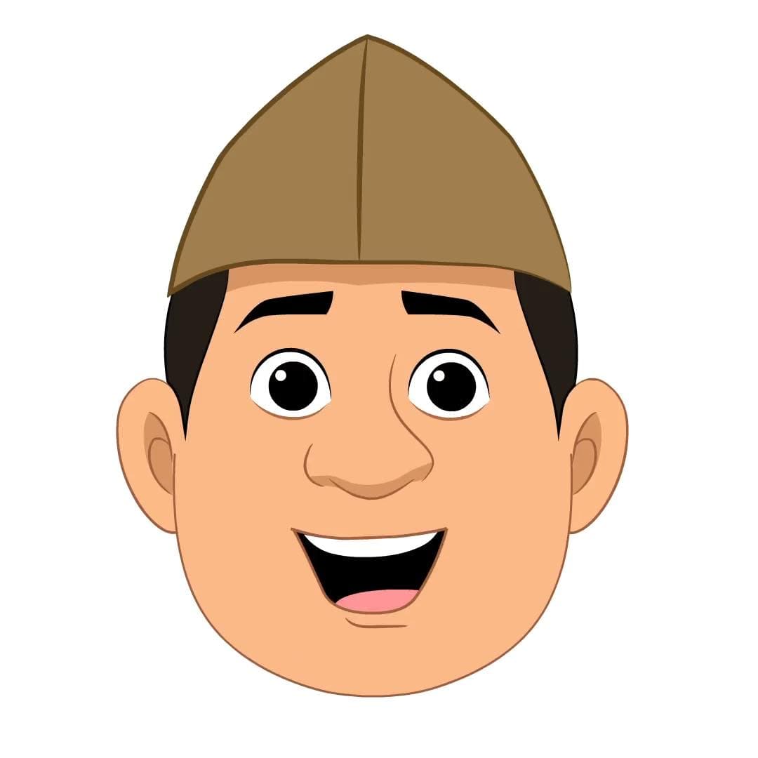 A postman face expression animated vector cartoon character AKA Ramesh