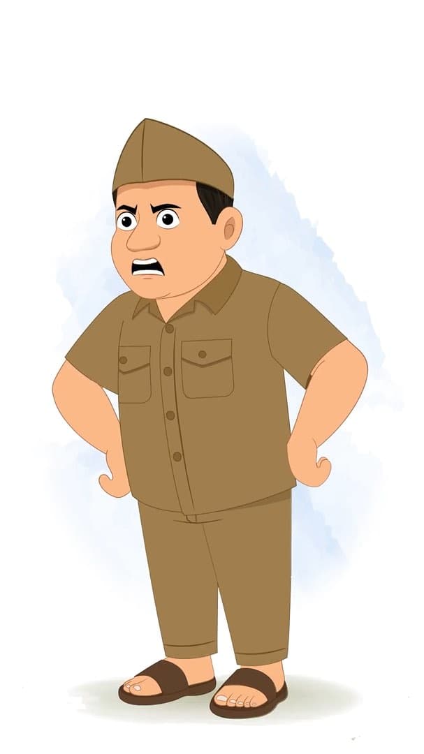 An angry postman animated vector cartoon character AKA Ramesh