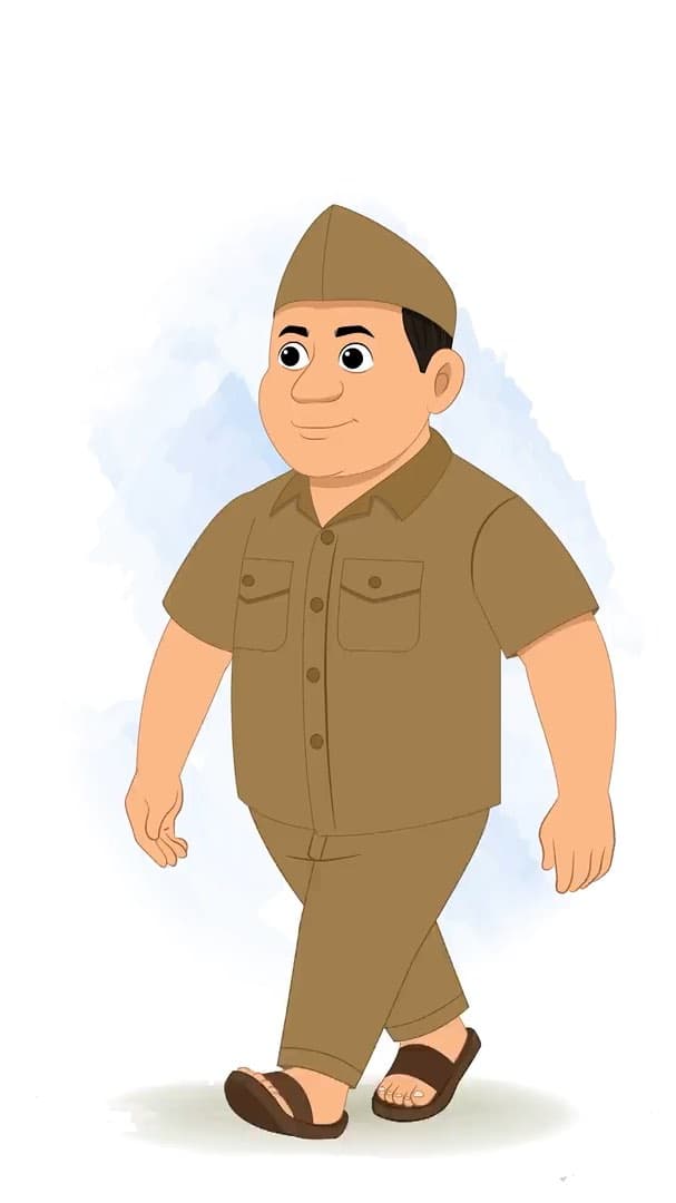 A postman walking animated vector cartoon character AKA Ramesh