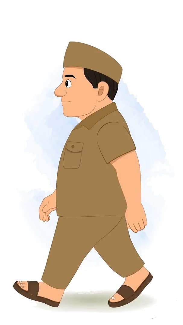 A postman side walking animated vector cartoon character AKA Ramesh