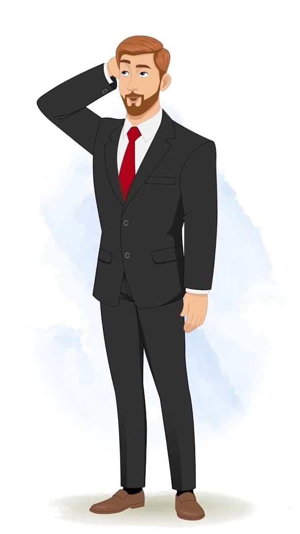 A confused handsome businessman animated vector cartoon character AKA Edward