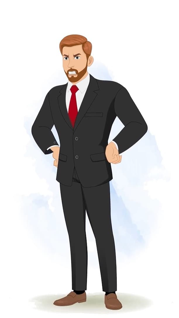 An angry handsome businessman animated vector cartoon character AKA Edward