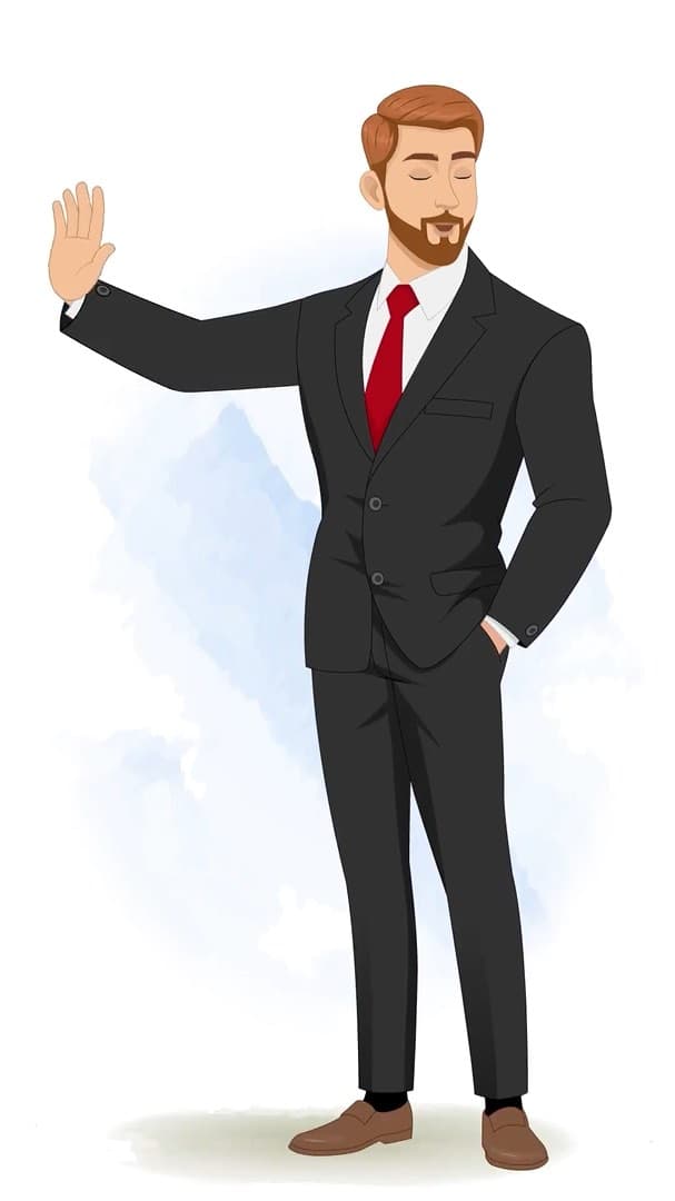 A handsome businessman saying no animated vector cartoon character AKA Edward