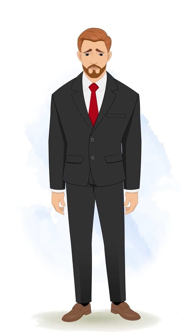 A sad handsome businessman animated vector cartoon character AKA Edward