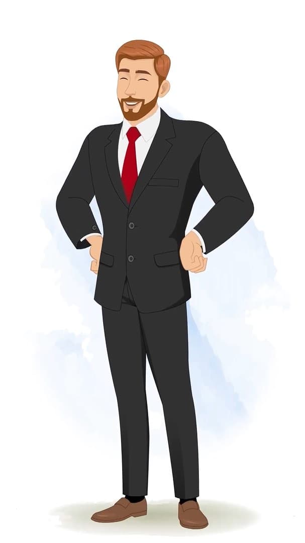 A handsome laughing businessman animated vector cartoon character AKA Edward