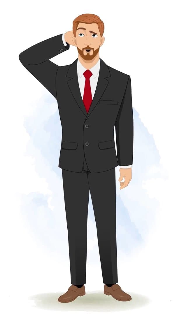 A confused handsome businessman animated cartoon character vector AKA Edward