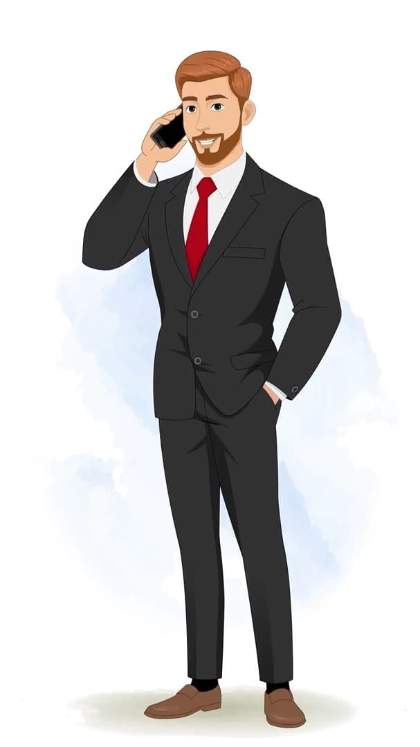 A handsome businessman talking on phone animated vector cartoon character AKA Edward