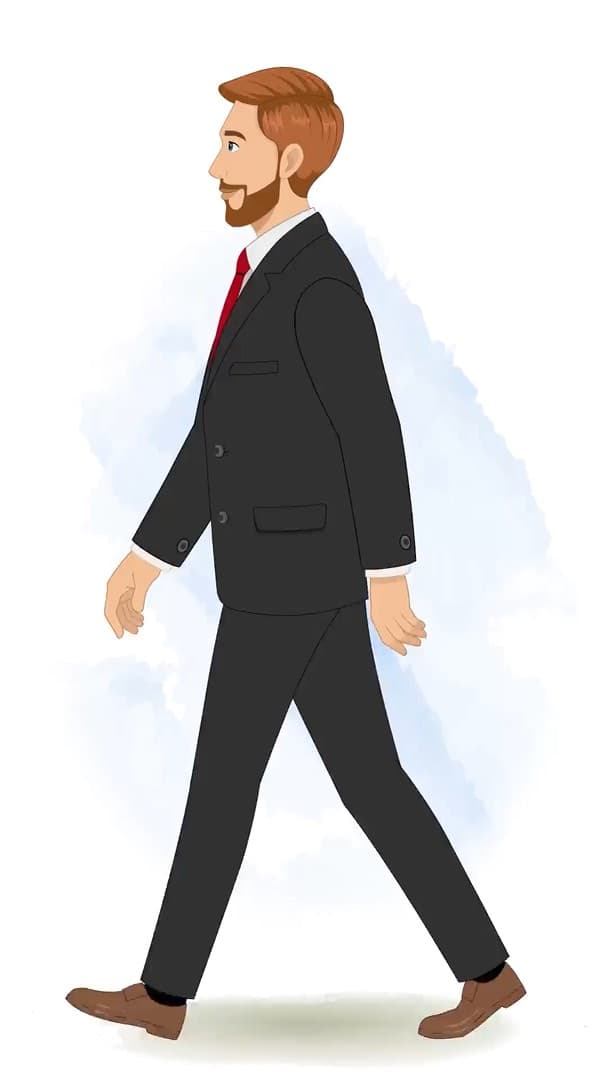 A handsome businessman side walking animated vector cartoon character AKA Edward