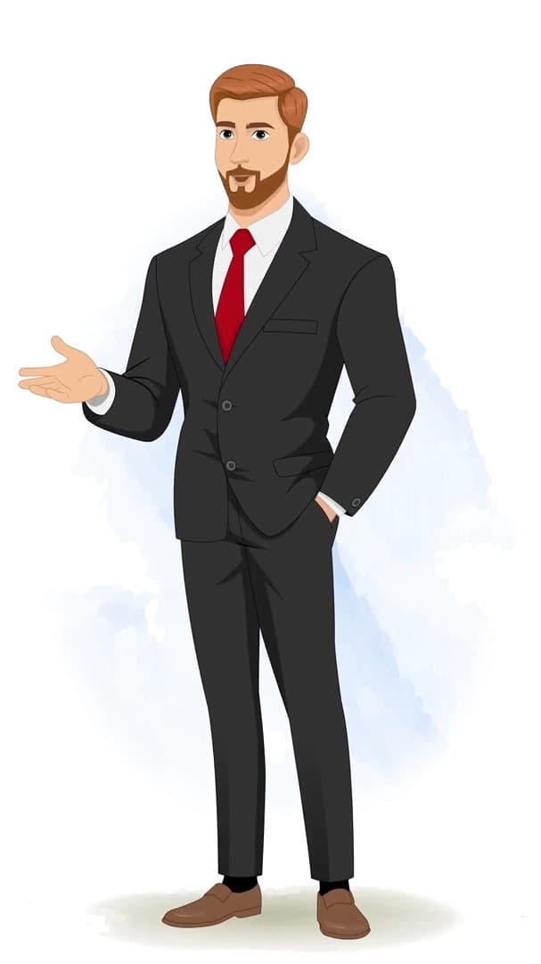 A handsome businessman talking animated vector cartoon character AKA Edward