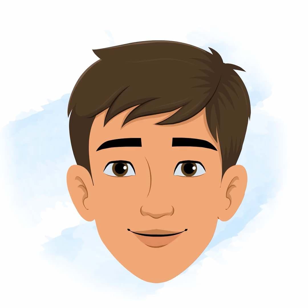 A young man face expression animated cartoon character vector AKA Aarav