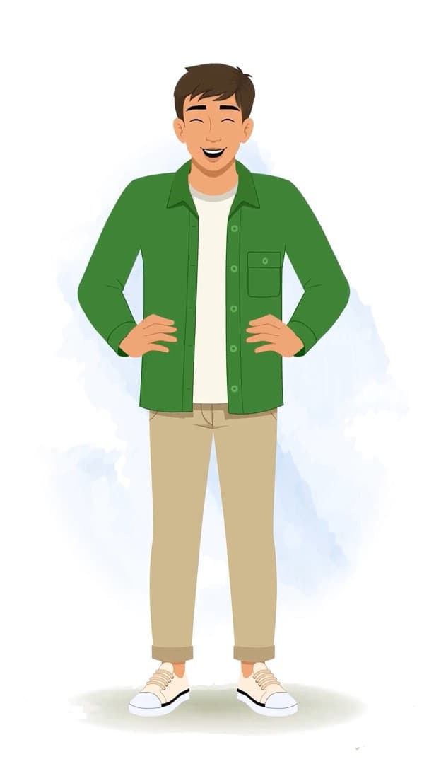 A young man laughing animated character cartoon vector AKA Aarav