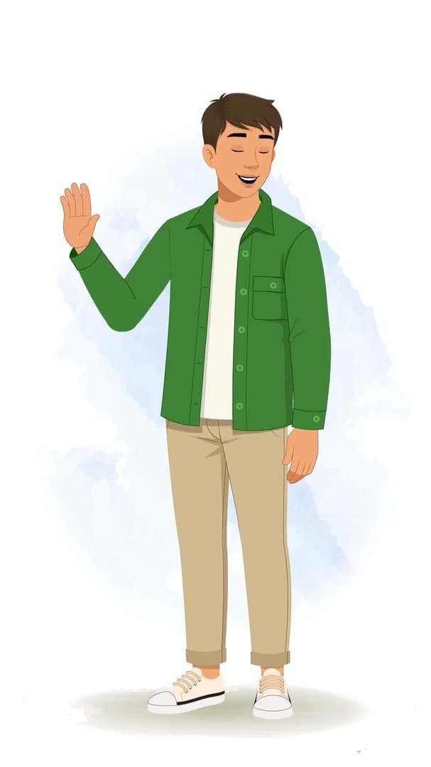 A young man saying no animated character cartoon vector AKA Aarav