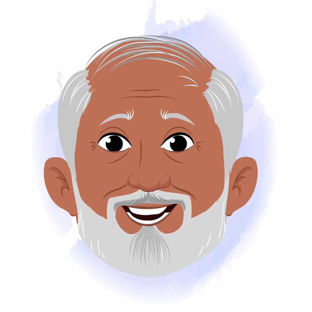 An old village man face expression animated vector cartoon character AKA Pyare Lal