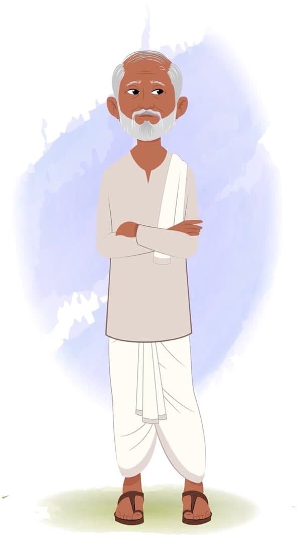 An annoyed old village man animated vector cartoon character AKA Pyare Lal
