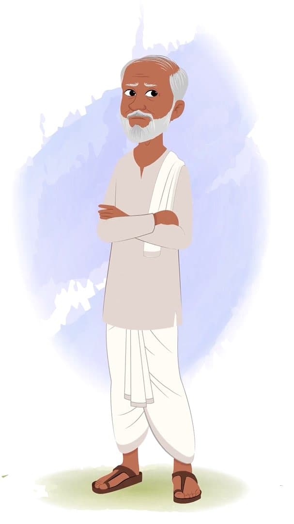 An annoyed old village man animated character cartoon vector AKA Pyare Lal