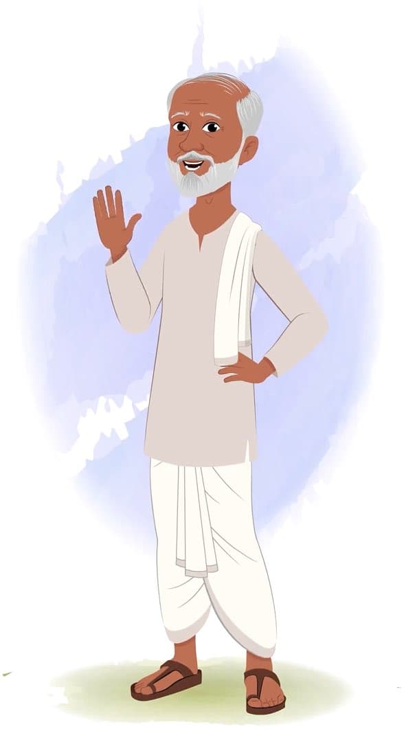 An old village man saying hello animated vector cartoon character AKA Pyare Lal