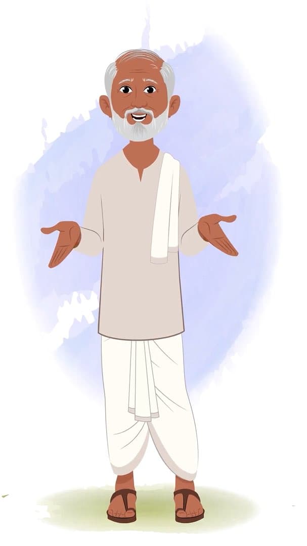 An old village man talking animated vector cartoon character AKA Pyare Lal