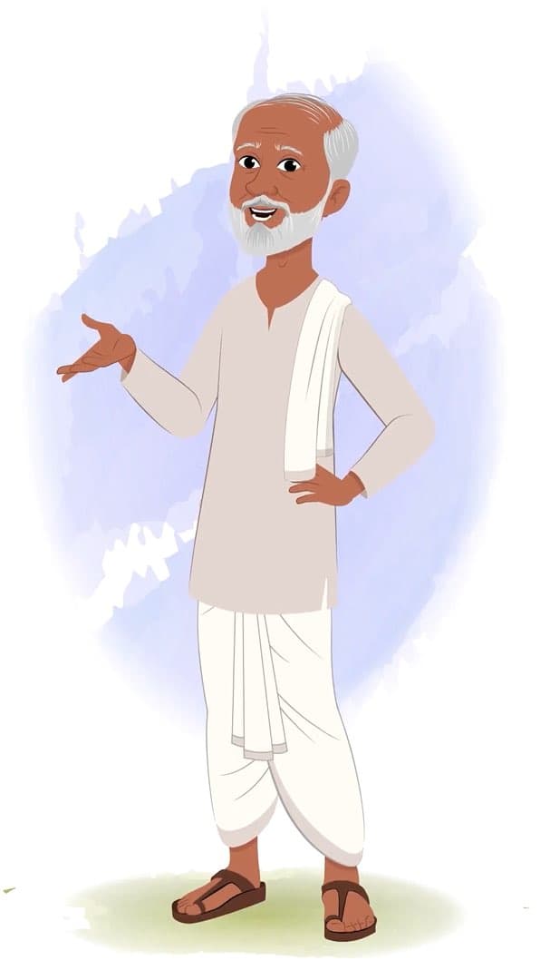 An old village man talking animated character cartoon vector AKA Pyare Lal