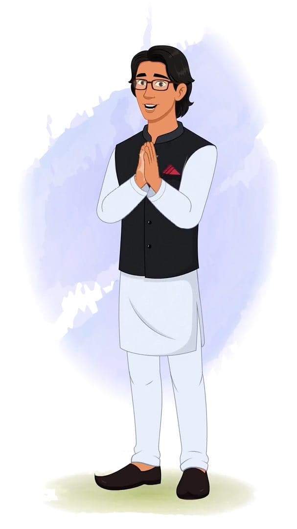 An Indian Politician clapping animated vector cartoon character AKA Rajiv