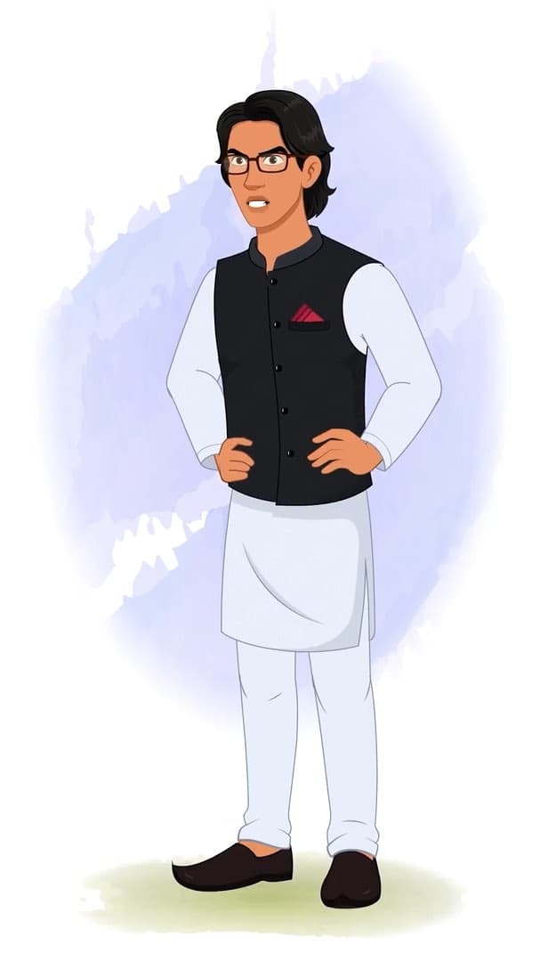 An angry Indian Politician animated vector cartoon character AKA Rajiv