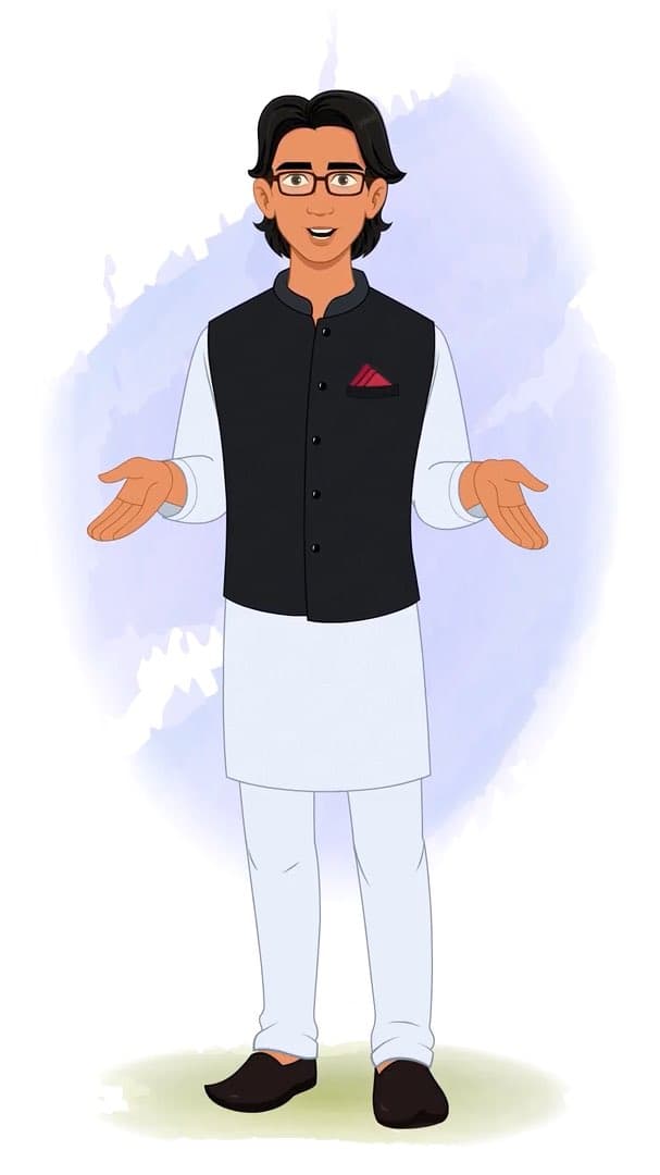 An Indian Politician talking animated character cartoon vector AKA Rajiv