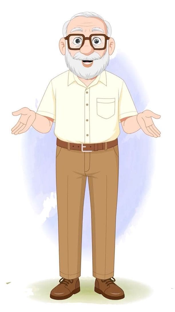 An old man talking animated vector cartoon character AKA Tom