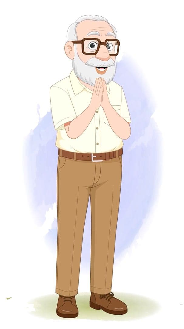 An old man clapping animated vector cartoon character AKA Tom