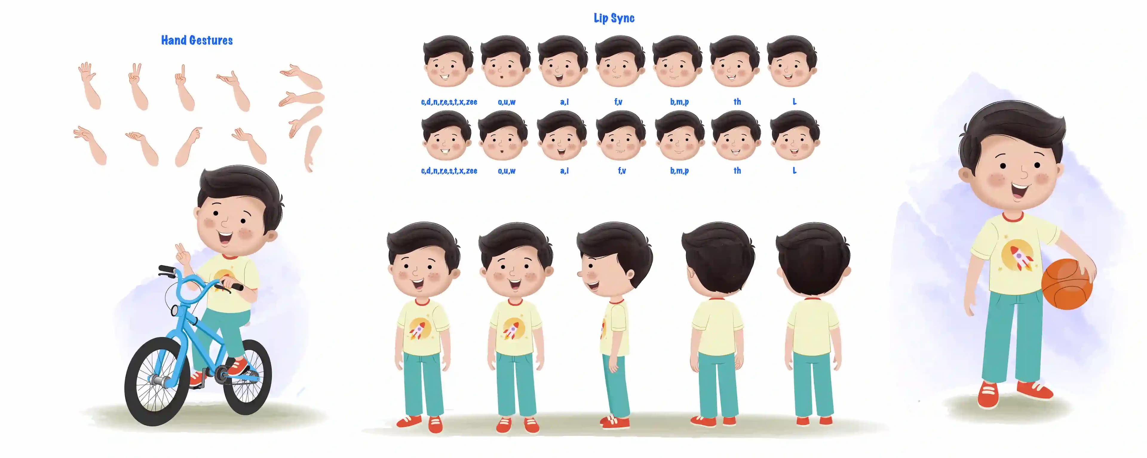 A little boy cartoon character construction/model sheet aka lucas