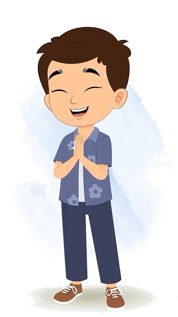 A smart boy clapping animated cartoon character aka bittu