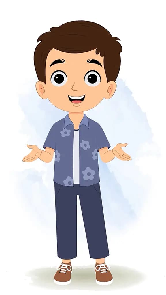 A smart boy talking animated cartoon character aka bittu