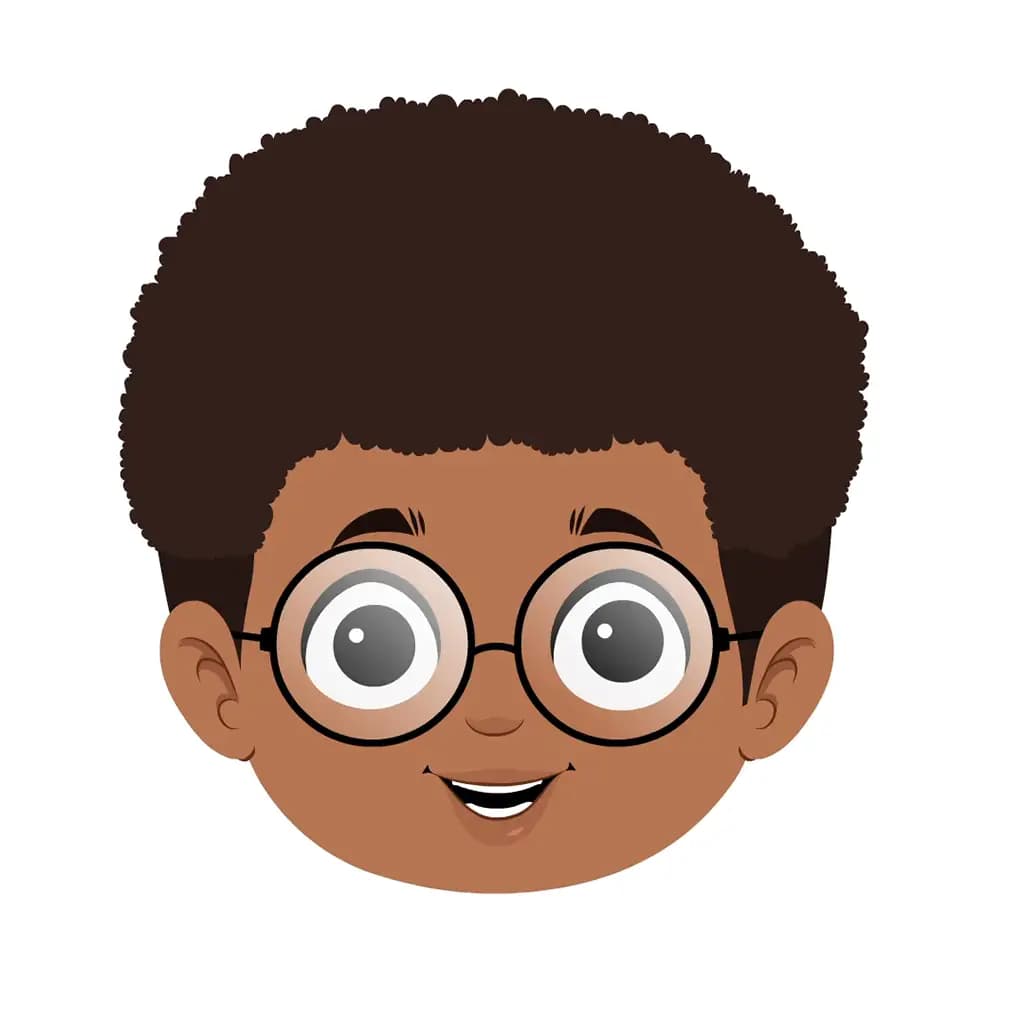 A cute black boy animated cartoon face with different facial expressions aka advik