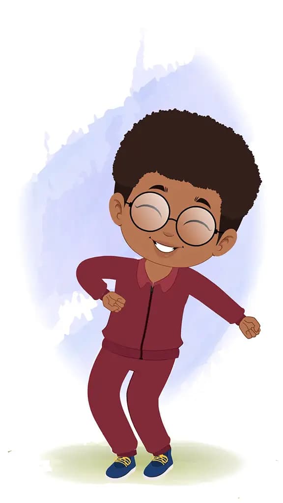 A cute black boy dancing animated cartoon character aka advik