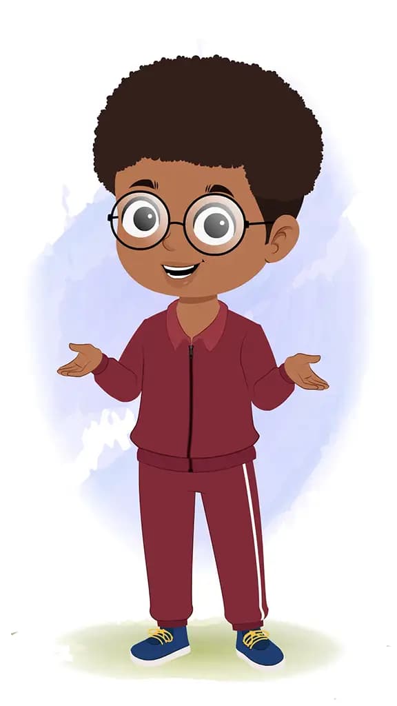 A cute black boy talking animated cartoon character aka advik