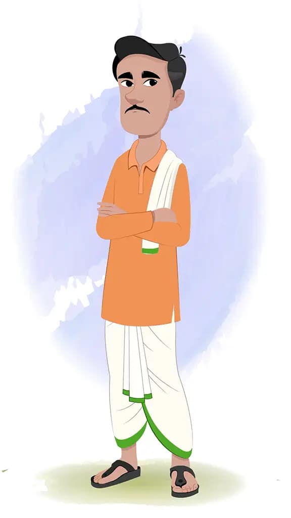 An angry Indian farmer animated cartoon character AKA Ram Chandra 3/4