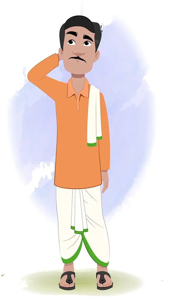 confused Indian man animated vector cartoon character AKA Ram Chandra