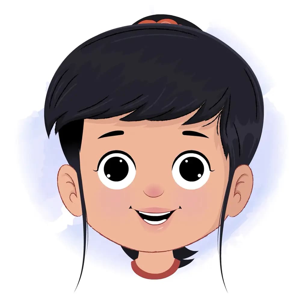 A cute little girl animated cartoon face with different facial expressions aka navya